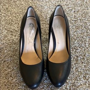 Black leather Cole Haan Nike Air 7B Platform Heels